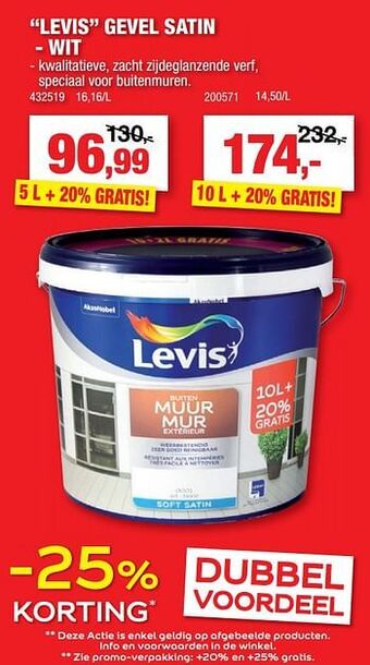 Hubo Levis gevel satin - wit aanbieding