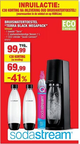Hubo Sodastream bruiswatertoestel terra black megapack aanbieding