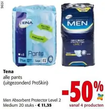 Colruyt Tena men absorbent protector level 2 medium aanbieding