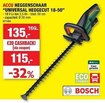 Hubo Bosch accu heggenschaar universal hedgecut 18-50 aanbieding