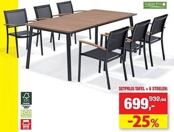 Hubo Tafel + 6 stoelen aanbieding