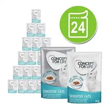 Zooplus 24x85g Gemengd Gelei & Saus Sterilised in Saus en Gelei Concept for Life Kattenvoer aanbieding