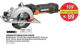 Brico Worx compacte cirkelzaag wx439 aanbieding