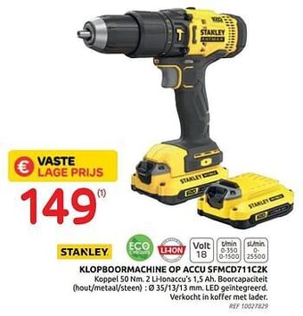 Stanley klopboormachine op accu sfmcd711c2k
