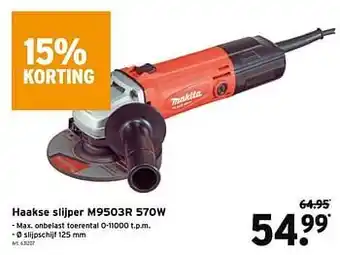 Makita haakse slijper m9503r