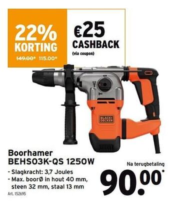 GAMMA Black+decker boorhamer behs03k-qs aanbieding