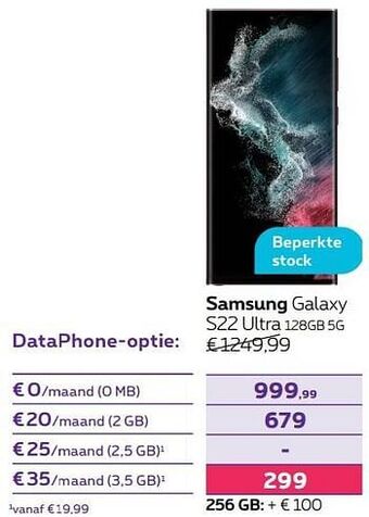 Proximus Samsung galaxy s22 ultra 128gb 5g aanbieding