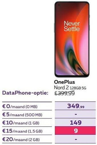 Proximus Oneplus nord 2 128gb 5g aanbieding