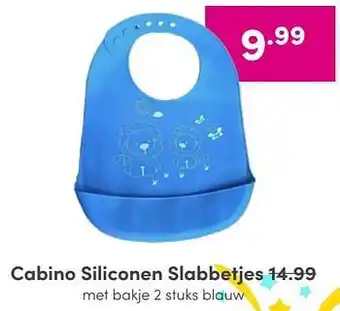 Baby & Tiener Cabino siliconen slabbetjes met bakje 2 stuks blauw aanbieding