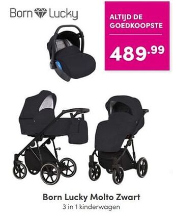 Baby & Tiener Born lucky molto zwart 3 in 1 kinderwagen aanbieding