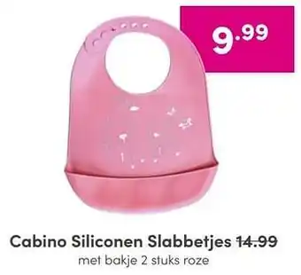 Baby & Tiener Cabino siliconen slabbetjes met bakje 2 stuks roze aanbieding