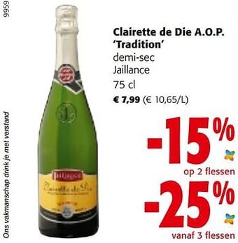 Colruyt Clairette de die a.o.p. tradition demi-sec jaillance aanbieding