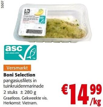 Colruyt Boni selection pangasiusfilets in tuinkruidenmarinade aanbieding