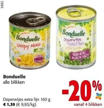 Colruyt Bonduelle doperwtjes extra fijn aanbieding