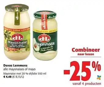 Colruyt Devos lemmens mayonaise met 20 % olijfolie aanbieding
