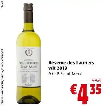Colruyt Réserve des lauriers wit 2019 a.o.p. saint-mont aanbieding