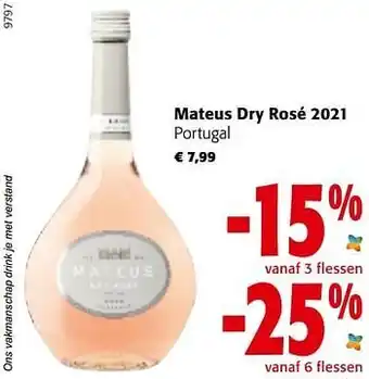 Colruyt Mateus dry rosé 2021 portugal aanbieding