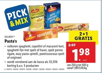 Lidl Soubry Pasta's aanbieding