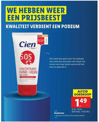 Lidl Cien Handcrème aanbieding