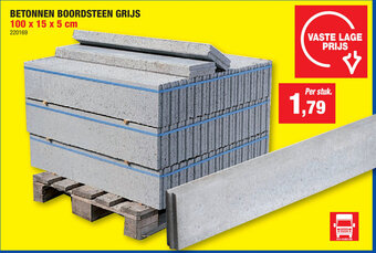 Hubo Betonnen Boordsteen Grijs 100x15x5 cm aanbieding