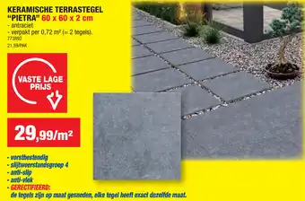 Hubo Keramische Terrastegel Pietra 60x60x2cm aanbieding