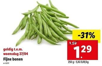 Lidl Fijne bonen aanbieding