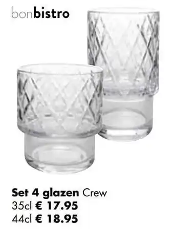 Multi bazar Set 4 glazen crew aanbieding