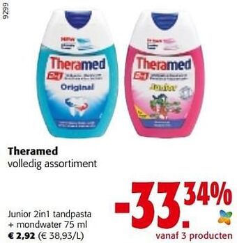 Colruyt Theramed junior 2in1 tandpasta + mondwater aanbieding