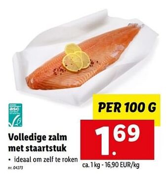 Lidl Volledige zalm met staartstuk aanbieding