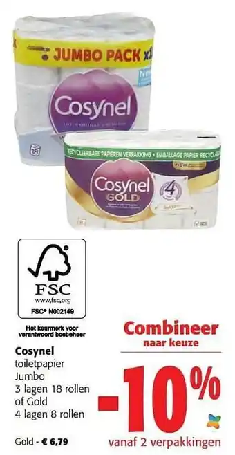 Colruyt Cosynel toiletpapier gold aanbieding