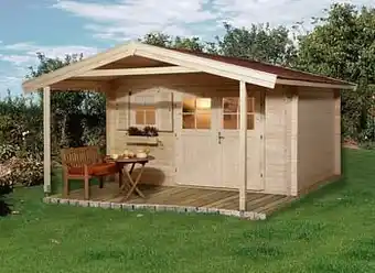 Brico Weka tuinhuis met overkapping 136 Type A GR1 300x380cm aanbieding