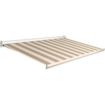 Brico Domasol zonnetent elektrisch ’Factor 10-C’ bruin/witte strepen 450 x 250 cm aanbieding