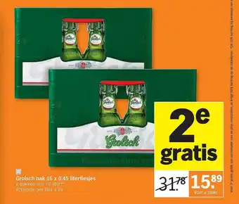 Albert Heijn Grolsch Bak 16x0.45 Literflesjes aanbieding
