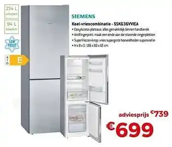 Exellent Siemens koel-vriescombinatie - sskg36vviea aanbieding