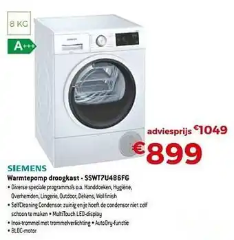 Siemens warmtepomp droogkast - sswt7u486fg