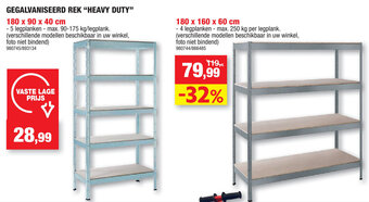 Hubo Gegalvaniseerd Rek Heavy Duty 180x90x40cm aanbieding