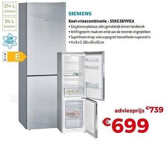 Exellent Siemens koel-vriescombinatie - sskg36vviea aanbieding
