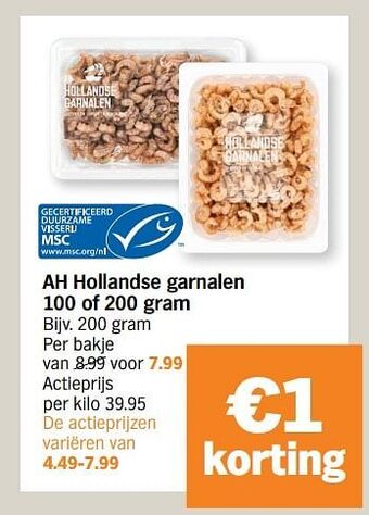 Albert Heijn Ah hollandse garnalen aanbieding