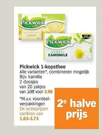 Albert Heijn Pickwick 1-kopsthee aanbieding