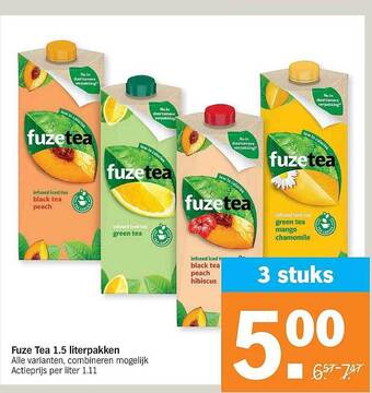 Albert Heijn Fuze Tea 1.5 Literpakken aanbieding