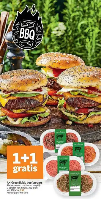 Albert Heijn Ah Greenfields Beefburgers 1+1 Gratis aanbieding