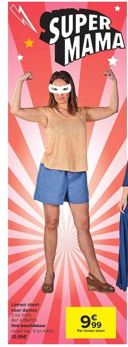 Carrefour Linnen Short Voor Dames aanbieding