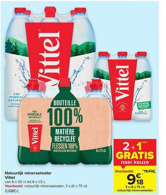 Carrefour Natuurlijk Mineraalwater Vittel aanbieding