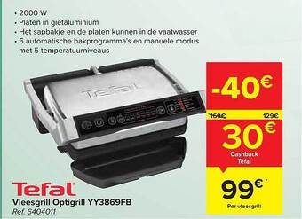 Carrefour Tefal Vleesgrill Optigrill aanbieding