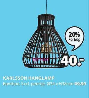 Jysk Karlsson Hanglamp aanbieding