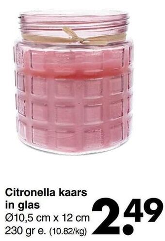 Wibra Citronella kaars in glas aanbieding