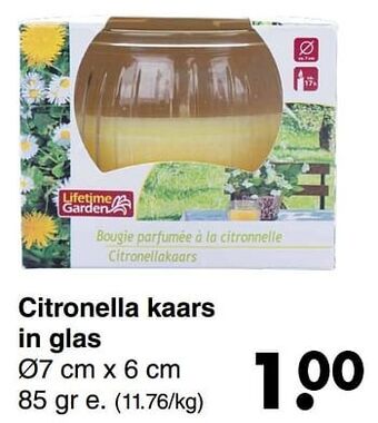 Wibra Citronella kaars in glas aanbieding