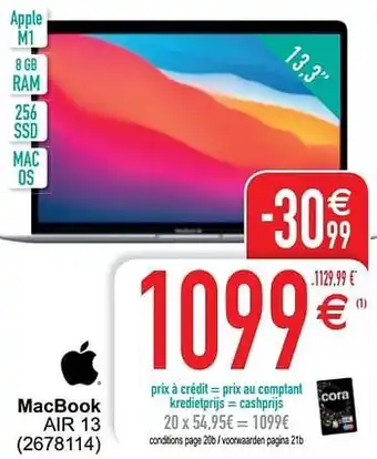 Cora Apple macbook air 13 aanbieding