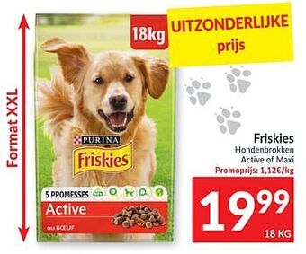 Intermarché Friskies hondenbrokken active of maxi aanbieding
