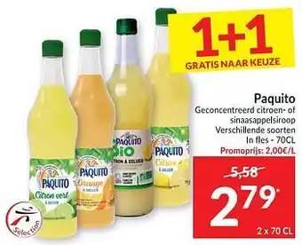 Intermarché Paquito geconcentreerd citroen- of sinaasappelsiroop aanbieding